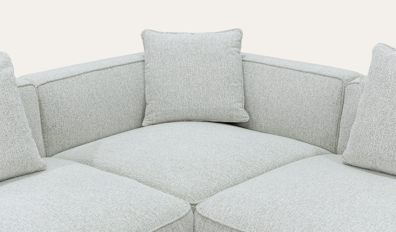 Monterey modular lounge in soft-touch fabric with deep seats, lumbar support, and scatter cushions, modern sectional sofa for contemporary living rooms