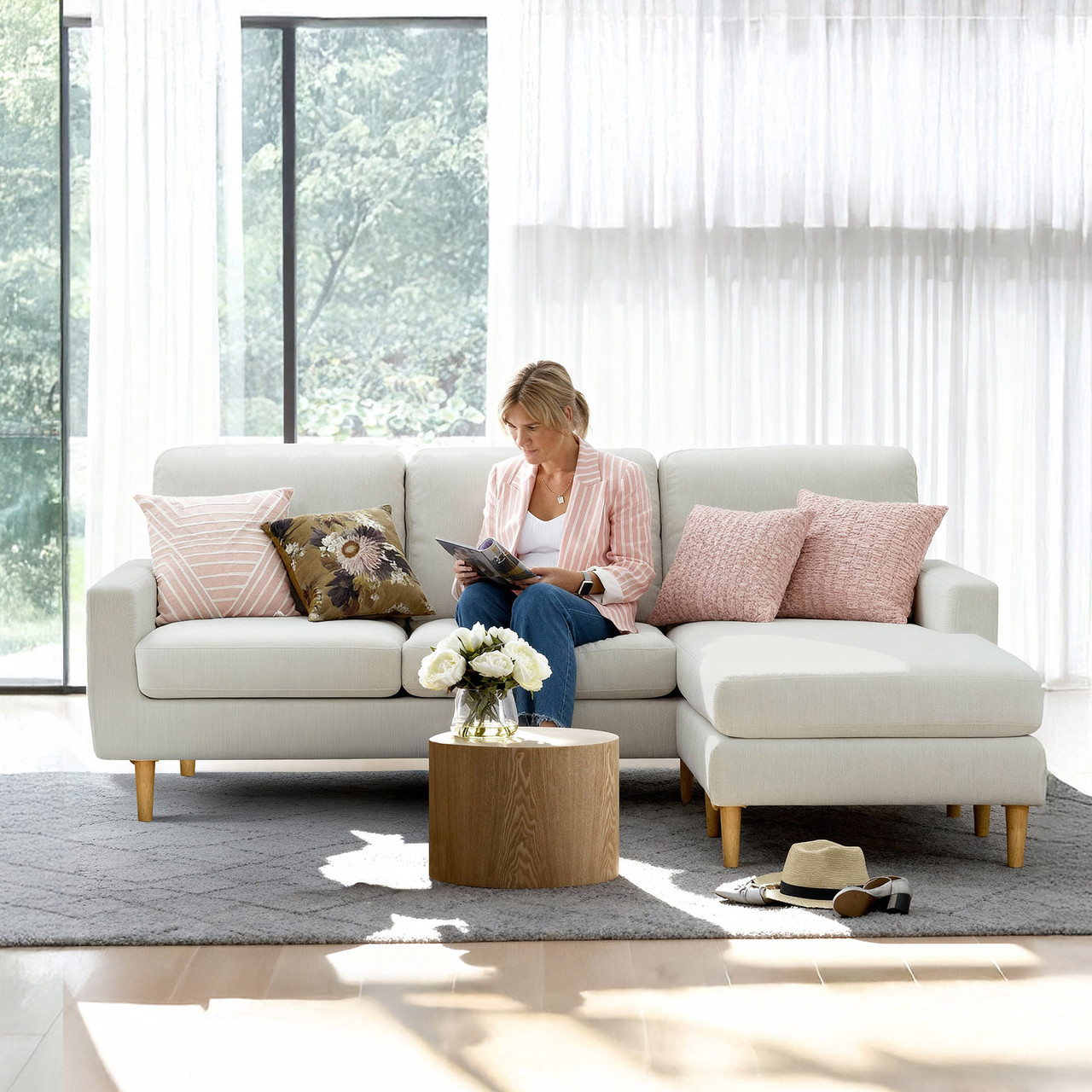 Condo 3 seat reversible chaise lounge