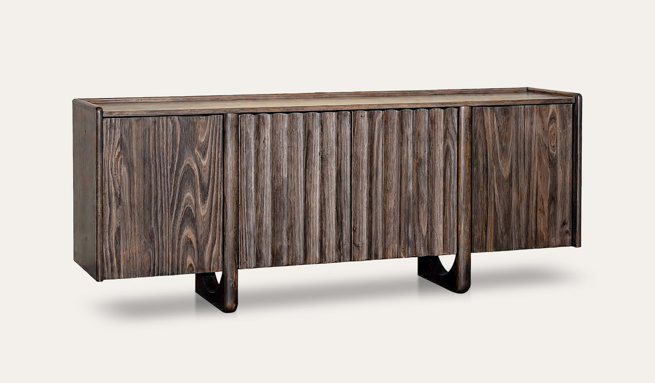Alira ash timber buffet featuring sculpted vertical detailing, crafted from solid ash timber and ash veneer with a warm, natural finish.