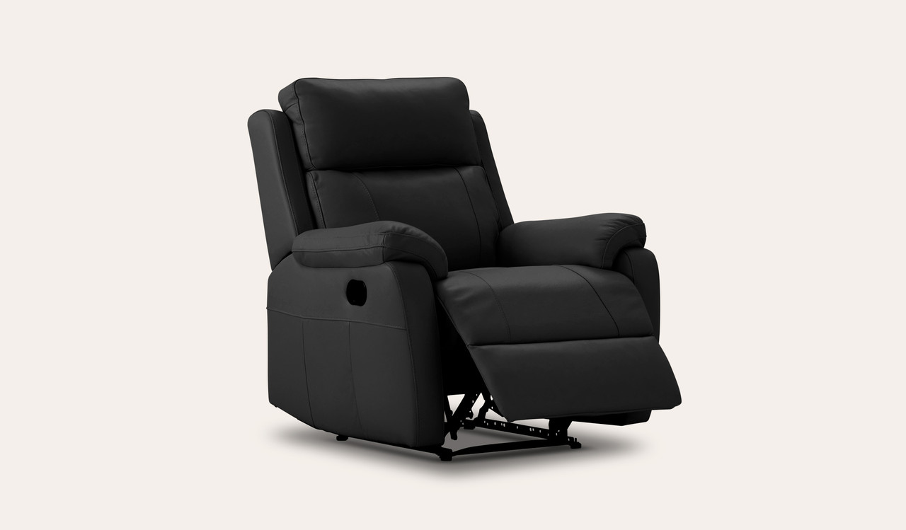 Turner leather 3 pce recliner suite in black