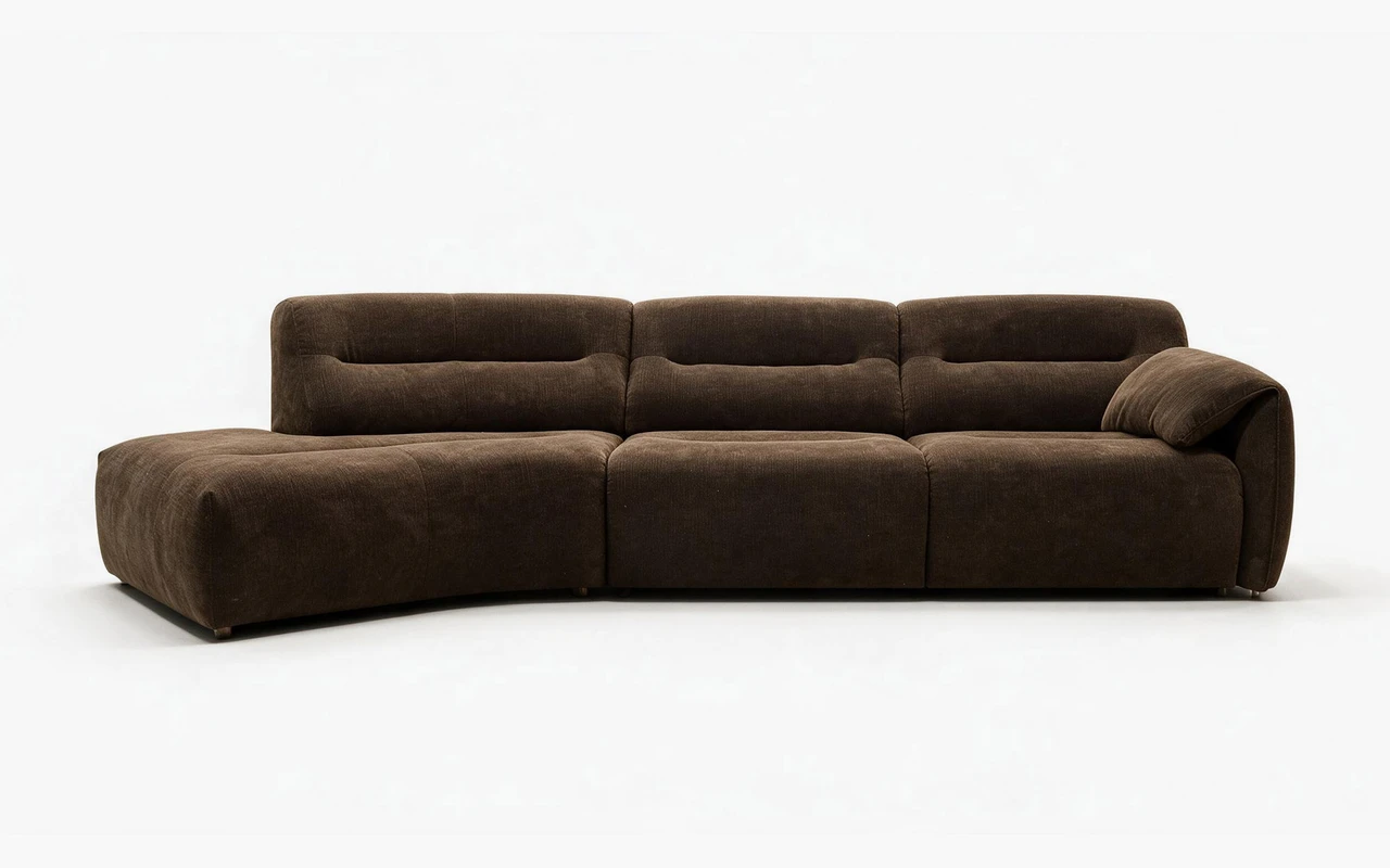 Monroe 3 Seat LHF Chaise Lounge - Briar Chocolate