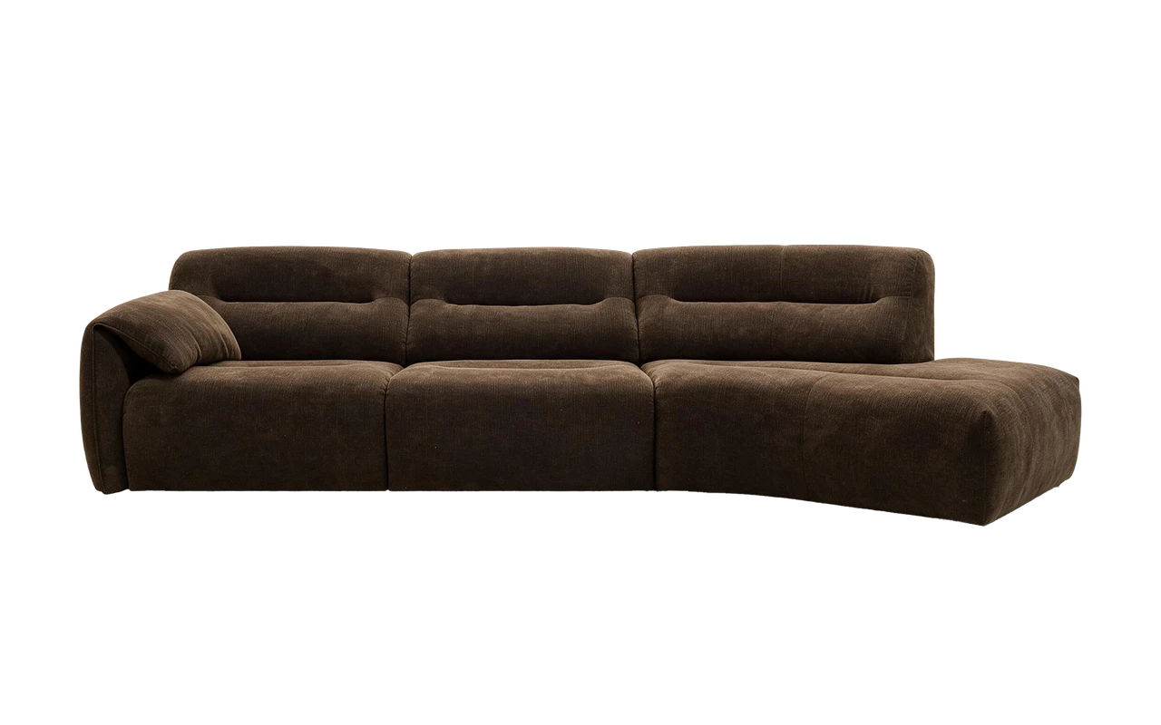 Monroe 3 Seat RHF Chaise Lounge - Briar Chocolate