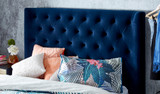 Grande blue velvet bed