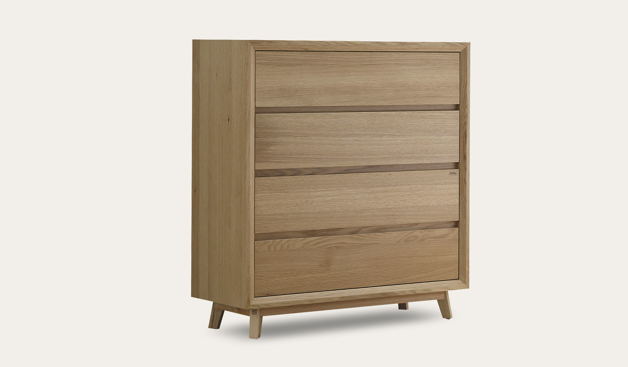 Bounty 4drawer tallboy in a natural oak matte finish Focus on Furniture