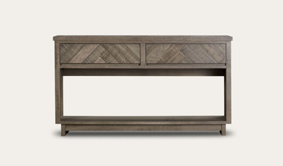 Chevron hall table in Tasmanian oak timber with chevron patterned design and natural finish, modern timber console table