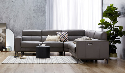 Bond leather 5 seat recliner corner lounge