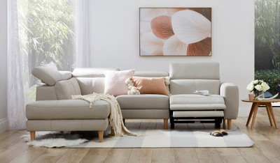 Voco leather corner chaise lounge