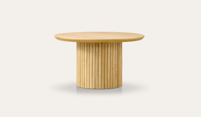 Denmark coffee table in natural oak with matte clear finish and slatted timber legs, modern timber coffee table