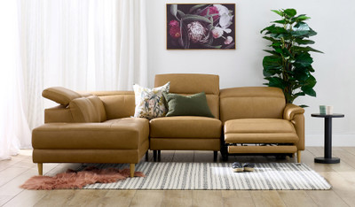 Alma leather corner chaise lounge