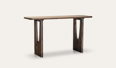 Alira ash timber hall table showcasing sculptural lines and natural grain, crafted from solid ash timber and ash veneer for contemporary interiors.