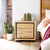 Eden bedside table in sustainable Australian messmate timber with sleek modern edges and black detailing, contemporary timber bedside table