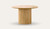 Denmark round dining table in natural oak with matte clear finish and slatted timber legs, modern timber dining table