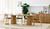 Carrera dining table in Tasmanian oak timber with fluted detailing, curved silhouette, and natural water-based finish, modern timber dining table