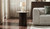 Armano lamp table with dark oak base and travertine ceramic top, modern timber side table