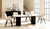 Eclipse travertine top dining table black base