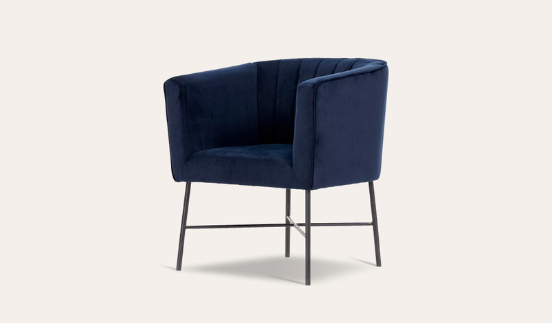 mid century modern velvet armchair