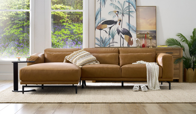 Empress leather 3 seat chaise lounge | Focus on Furniture