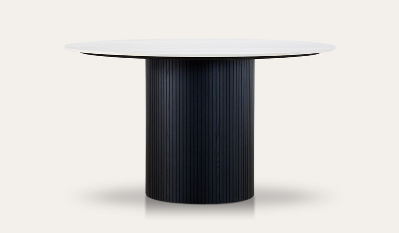 Caspian travertine top dining table 