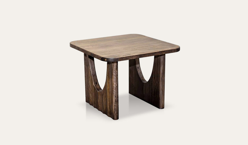 Alira ash timber lamp table with organic form and natural texture, crafted from solid ash timber and ash veneer for modern living spaces.