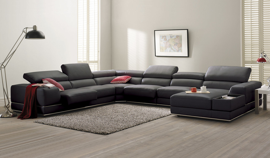 Venetian leather 6 seat chaise lounge