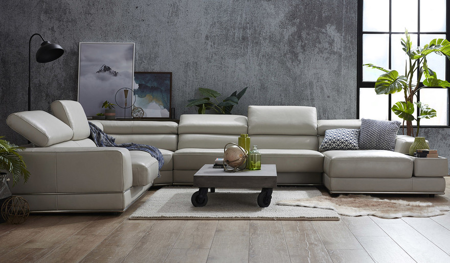 Venetian leather 6 seat chaise lounge