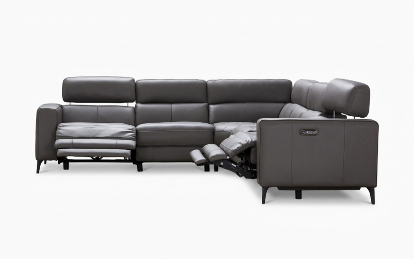 Bond leather 5 seat recliner corner lounge