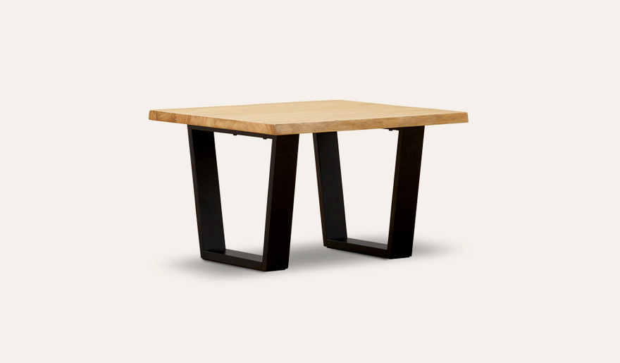 Braxton lamp table in solid messmate timber with black metal legs, modern timber side table