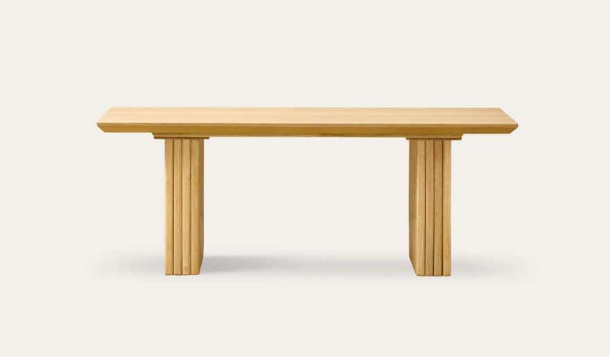 Denmark coffee table in natural oak with matte clear finish and slatted timber legs, modern timber coffee table