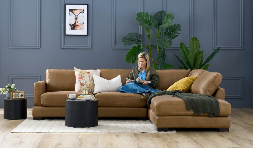 Marlo leather 5 seat chaise lounge