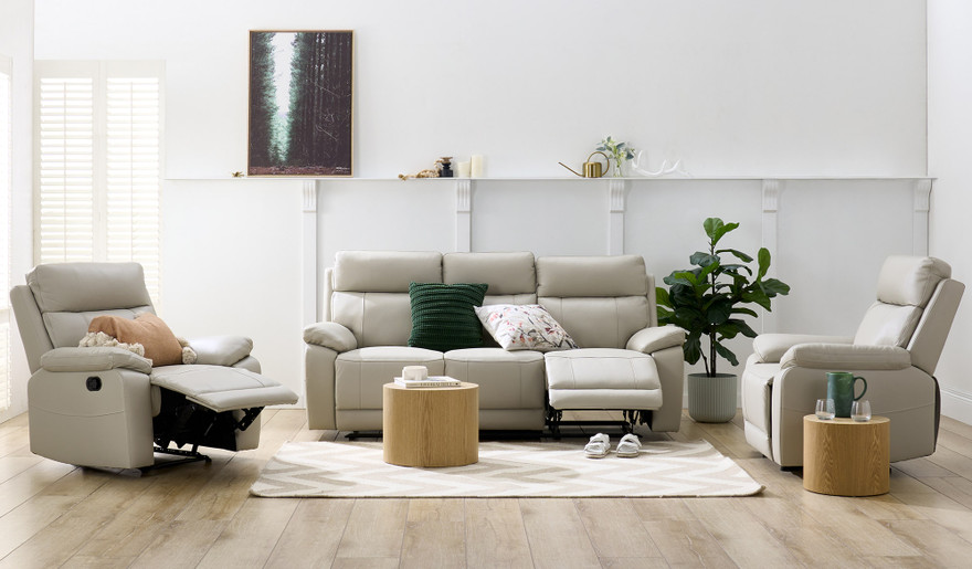 Lucy leather 3 pce recliner suite