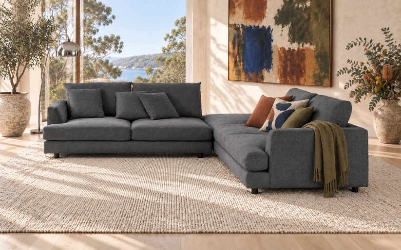 Quattro 4 Seat Sofa + Ottoman - Mornington Licorice