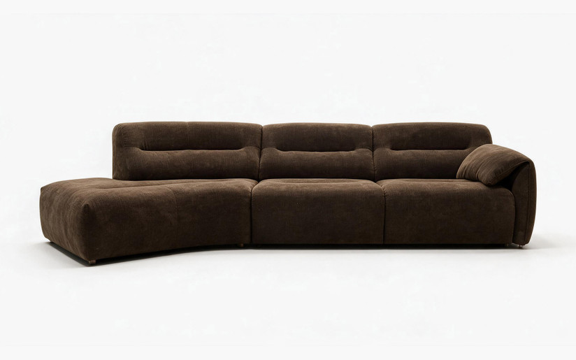 Monroe 3 Seat LHF Chaise Lounge - Briar Chocolate