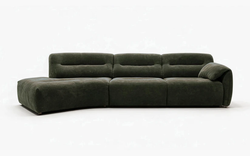 Monroe 3 Seat LHF Chaise Lounge - Briar Dark Moss
