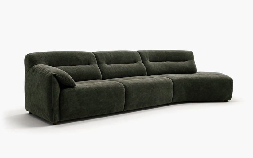 Monroe 3 Seat RHF Chaise Lounge - Briar Dark Moss