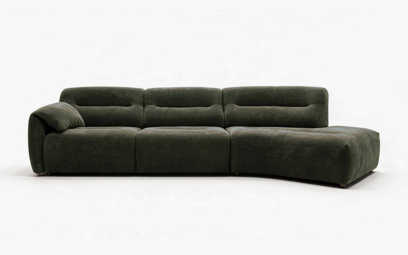 Monroe 3 Seat RHF Chaise Lounge - Briar Dark Moss