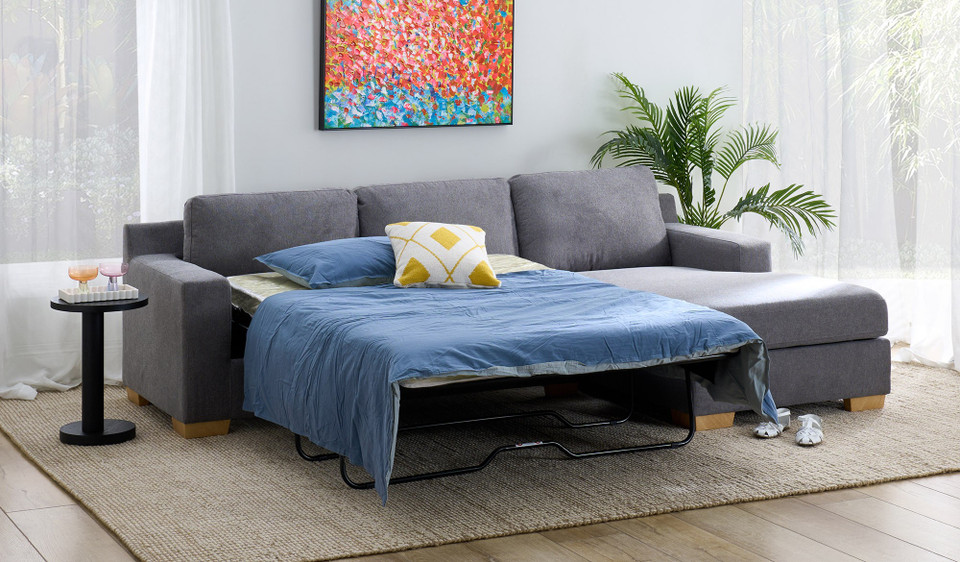Austin v2 chaise lounge with storage + sofa bed