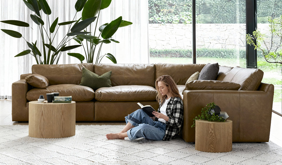 Brompton leather modular corner lounge