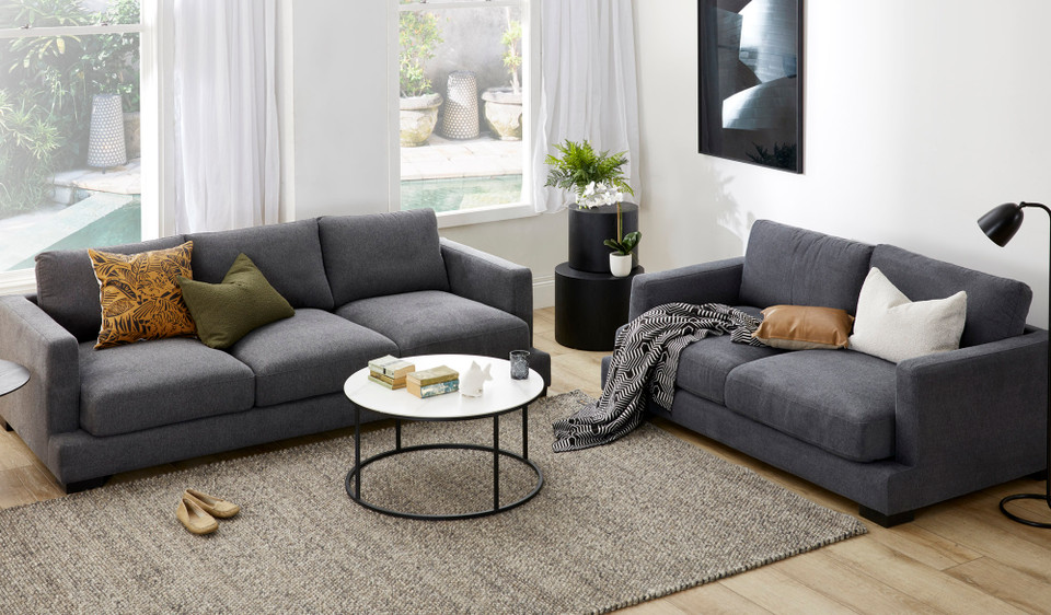 Tully 3 + 2 seat sofa suite in charcoal