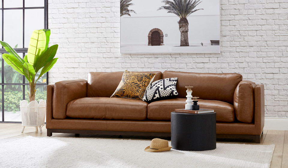 Paloma leather 3.5 seat sofa