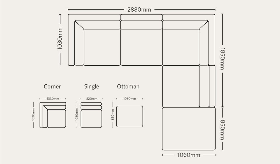 Delvine 5 pce modular lounge