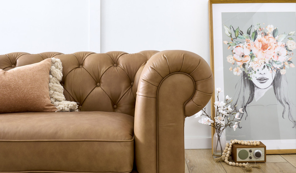 Oxford leather 3 seat sofa