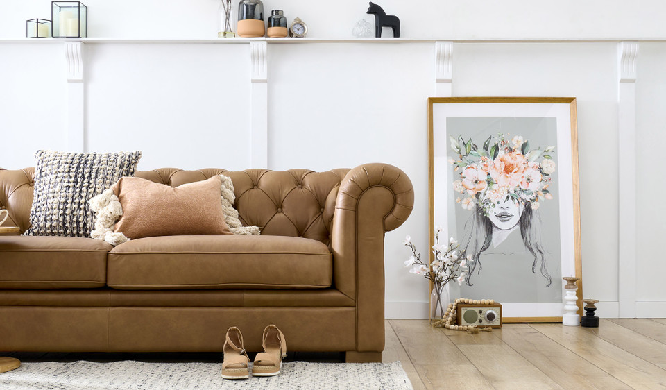 Oxford leather 3 seat sofa