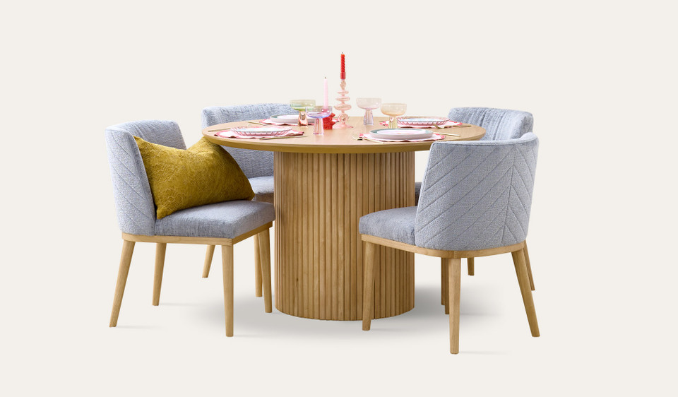 Denmark round dining suite with Sans chairs