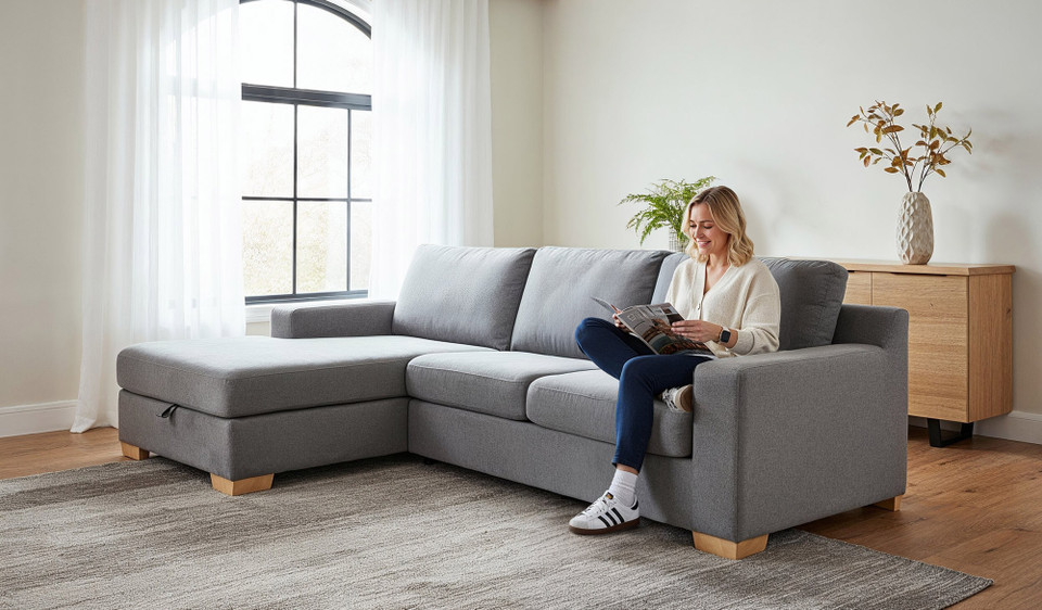 Jackson chaise lounge with storage + sofa bed