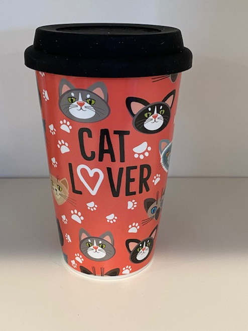 Cat Lovers Ceramic Mug with Lid