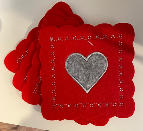 Fabric Coaster Set with Heart