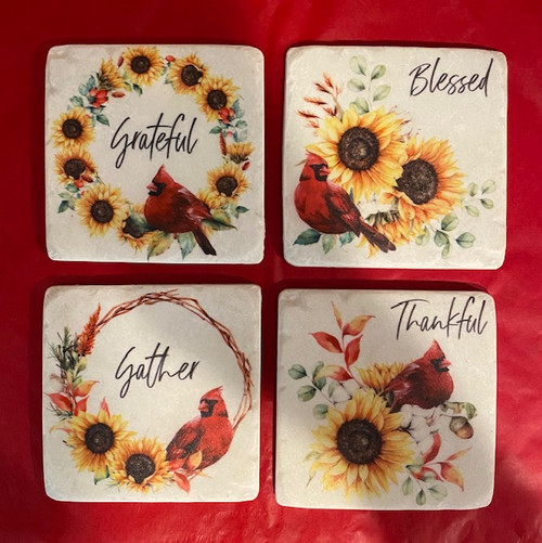 Autumn Cardinal Coaster Set