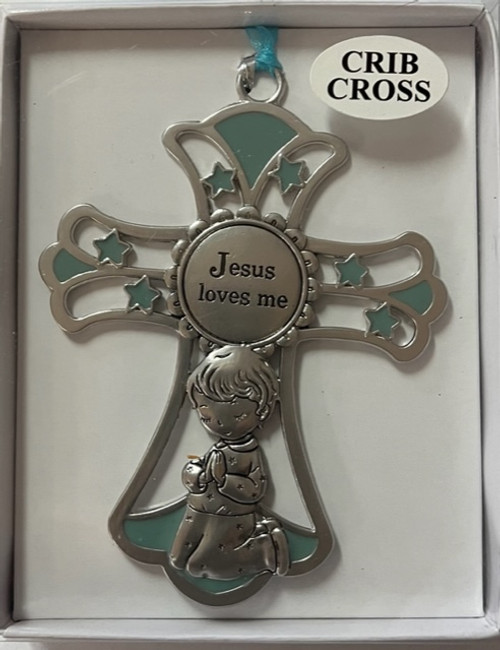 Crib Cross - Jesus Loves Me (blue)