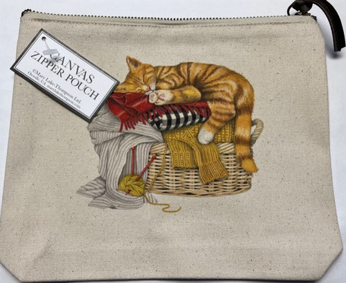 Cat on Laundry Canvas Pouch