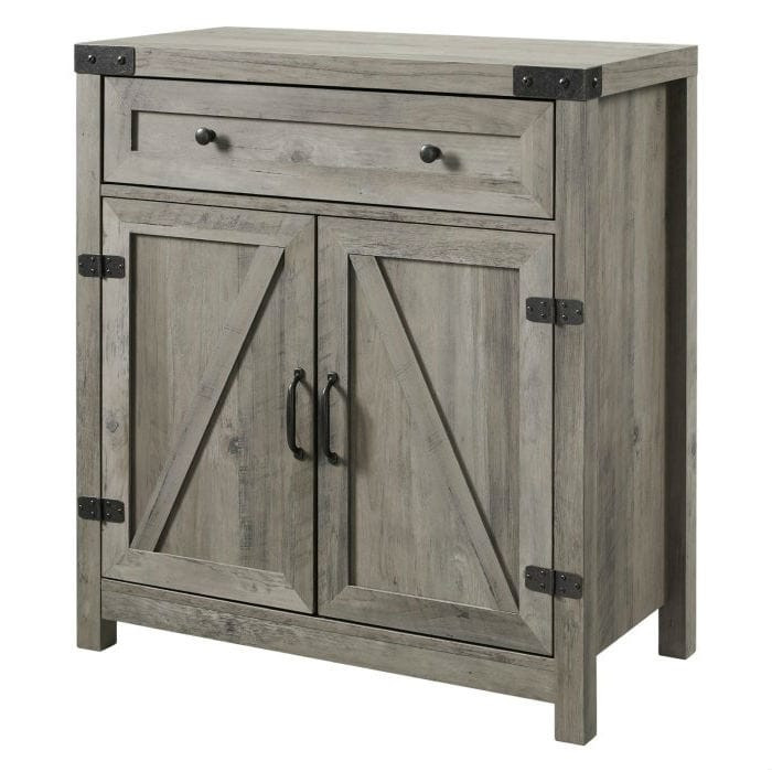 Rustic Farmhouse Barn Door Accent Storage Cabinet Grey Wash Q280-GWH981482